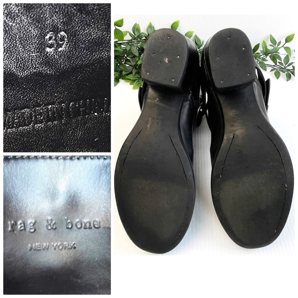 rag & bone 'Harper' Moto Boot stocked heel adjustable straps Black Size 9 - Picture 10 of 12